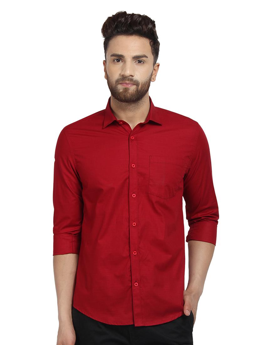 red solid casual shirt - 16379172 - Zoom Image - 1