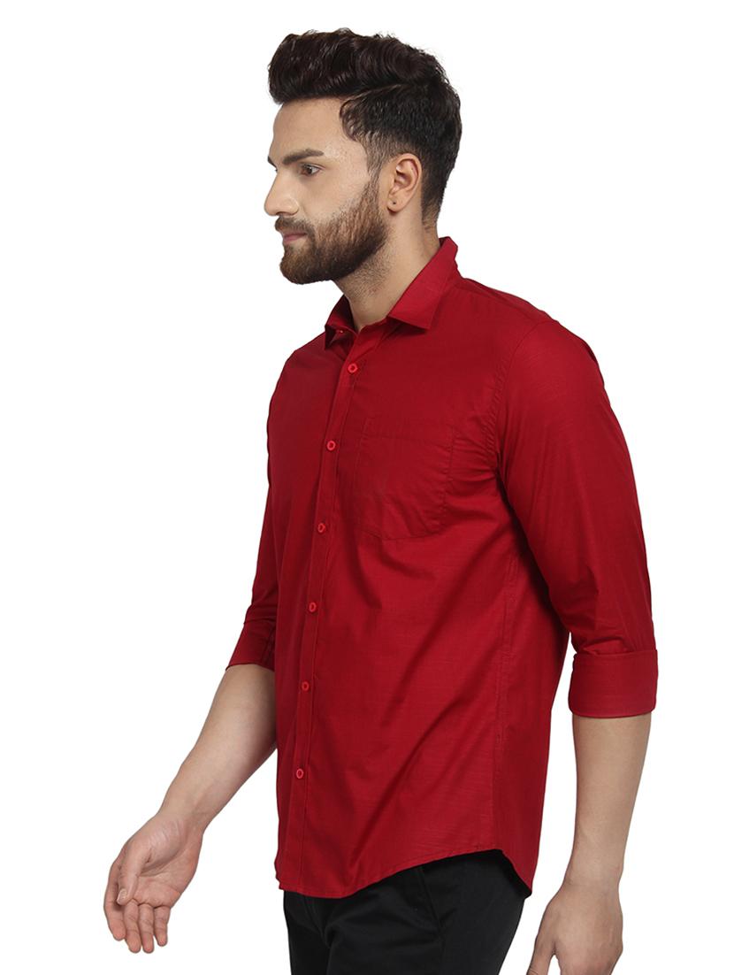 red solid casual shirt - 16379172 - Zoom Image - 2