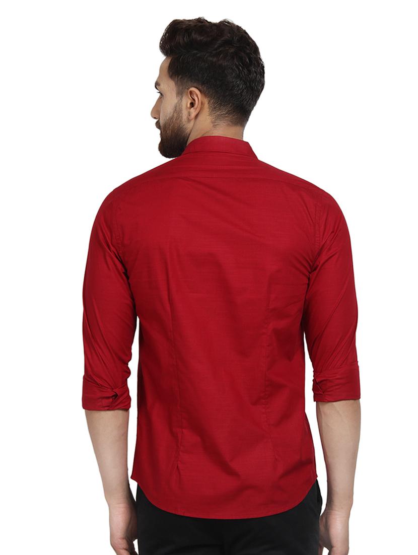 red solid casual shirt - 16379172 - Zoom Image - 3
