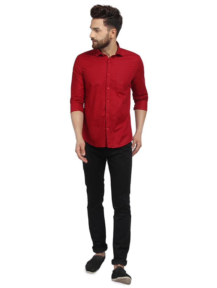 red solid casual shirt - 16379172 - Zoom Image - 4