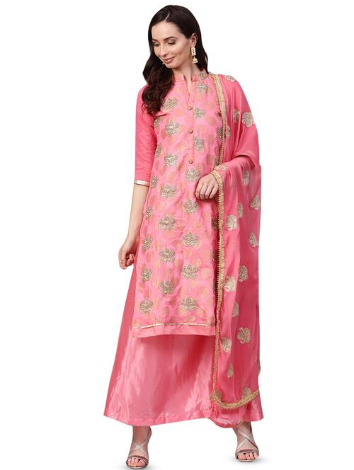 gold embroidered unstitched suit - 16380564 - Standard Image - 1