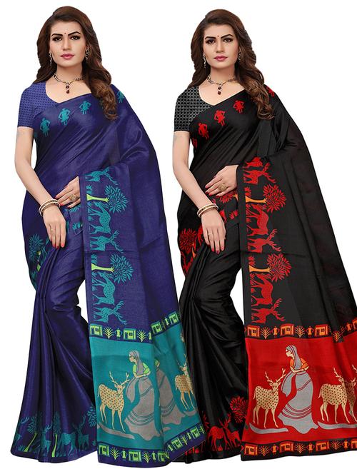 multi colored silk combos saree with blouse - 16380584 - Standard Image - 1
