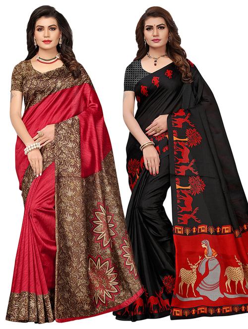 multi colored silk combos saree with blouse - 16380587 - Standard Image - 1