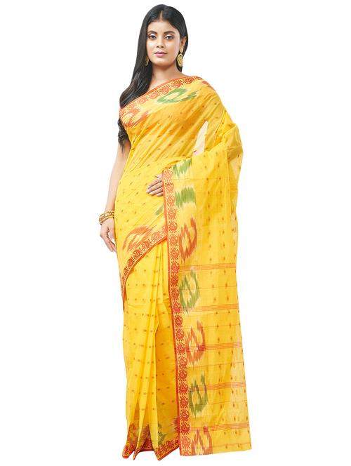 yellow cotton tant saree - 16380812 - Standard Image - 1