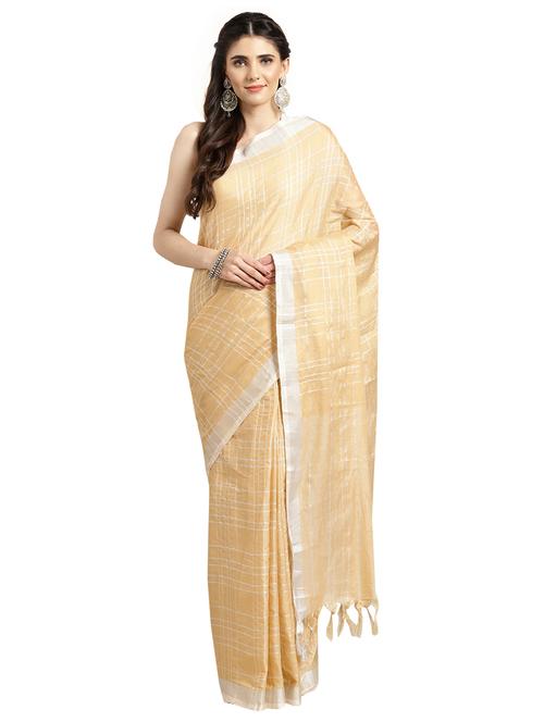 checkered woven saree with blouse - 16380818 - Standard Image - 1