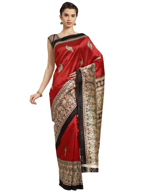 conversational printed saree with blouse - 16380820 - Standard Image - 1