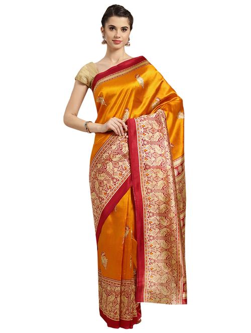 conversational printed saree with blouse - 16380821 - Standard Image - 1