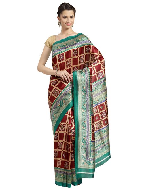 floral printed saree with blouse - 16380823 - Standard Image - 1