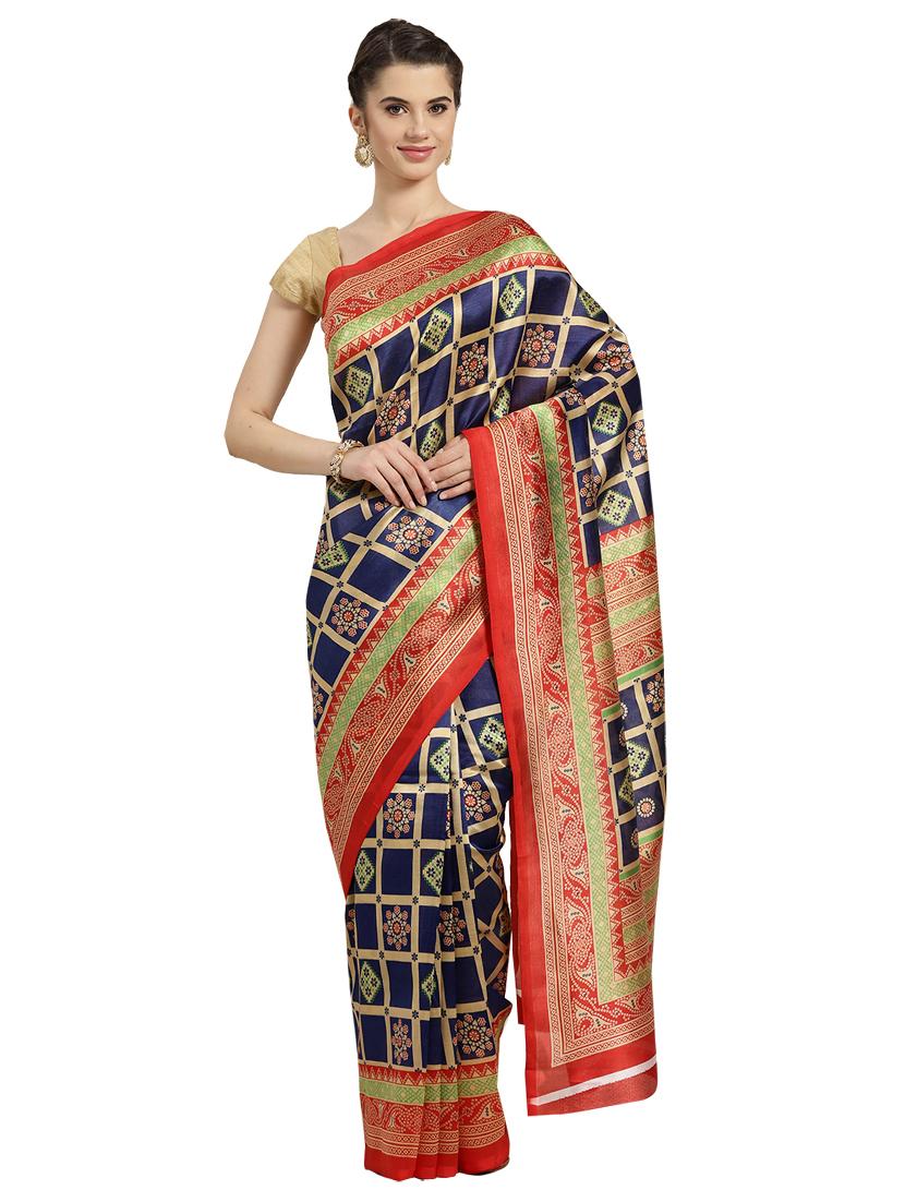 floral printed saree with blouse - 16380824 - Zoom Image - 1