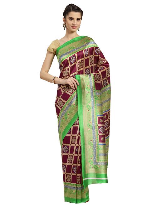 floral printed saree with blouse - 16380826 - Standard Image - 1