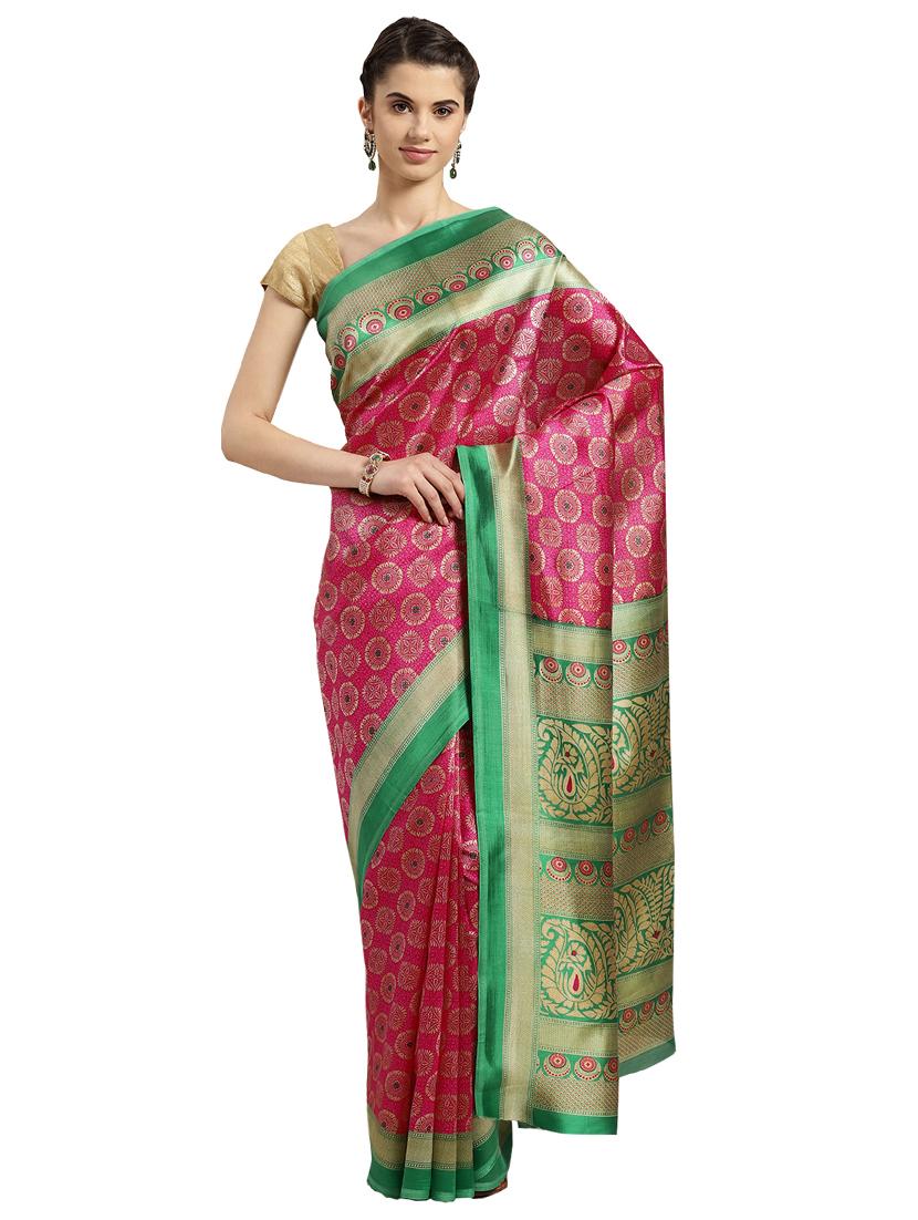 floral printed saree with blouse - 16380827 - Zoom Image - 1