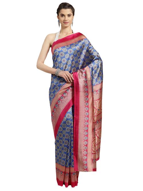 floral printed saree with blouse - 16380829 - Standard Image - 1