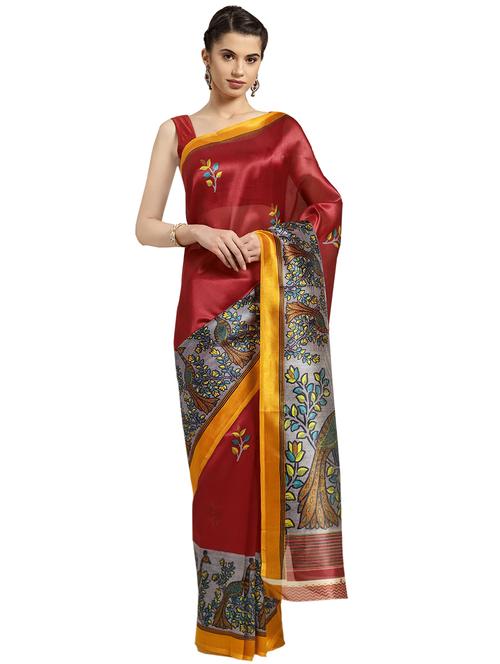 conversational printed saree with blouse - 16380831 - Standard Image - 1
