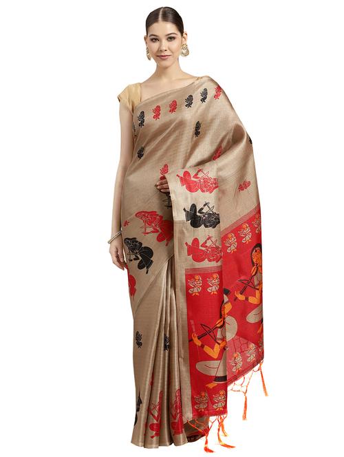 conversational printed saree with blouse - 16380833 - Standard Image - 1