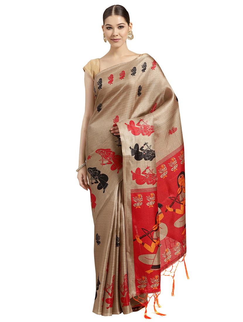 conversational printed saree with blouse - 16380833 - Zoom Image - 1