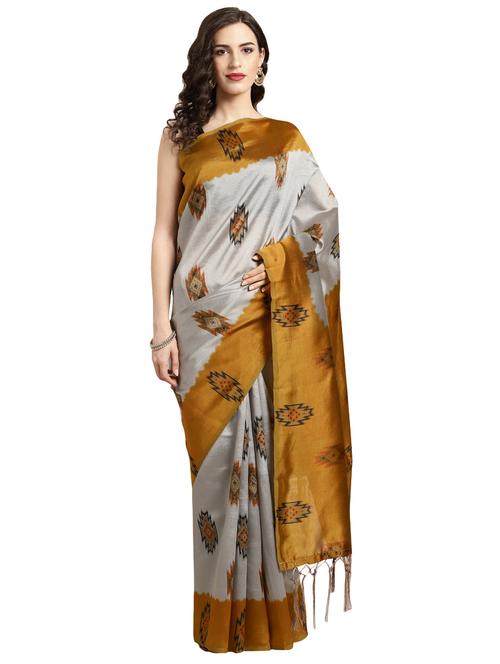 ikat printed saree with blouse - 16380834 - Standard Image - 1