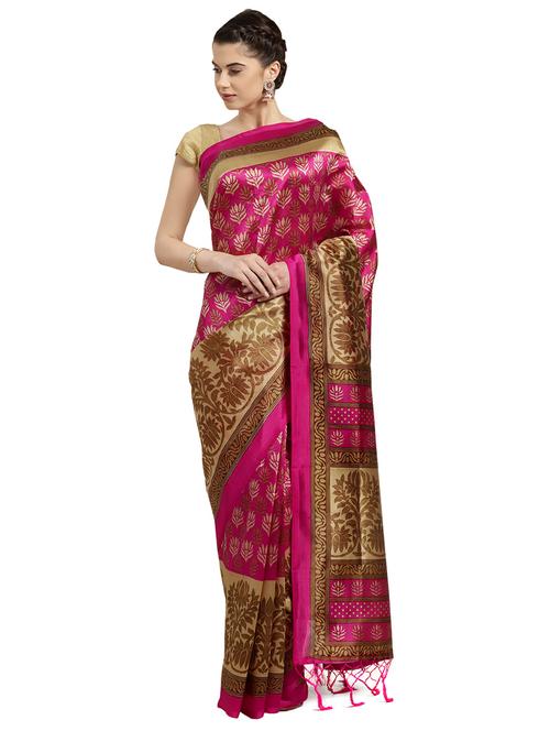 floral printed saree with blouse - 16380835 - Standard Image - 1