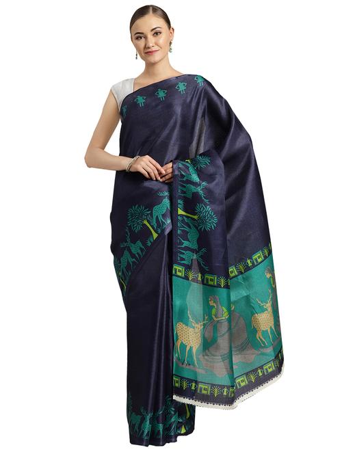 conversational printed saree with blouse - 16380837 - Standard Image - 1