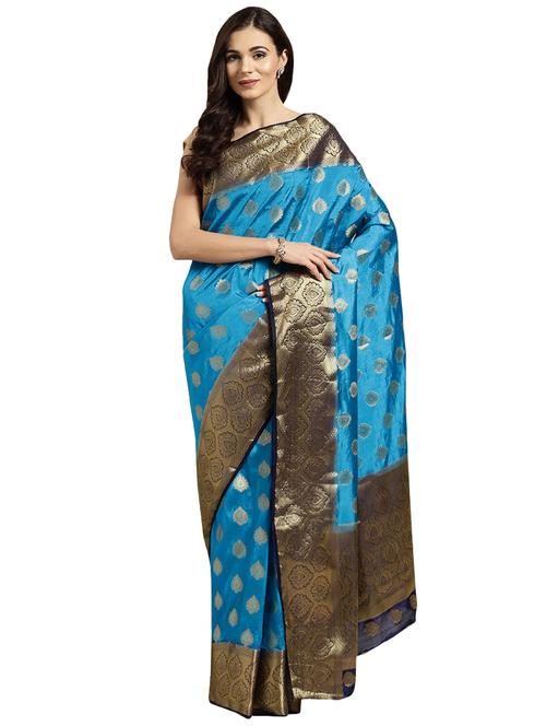 bordered woven saree with blouse - 16380847 - Standard Image - 1
