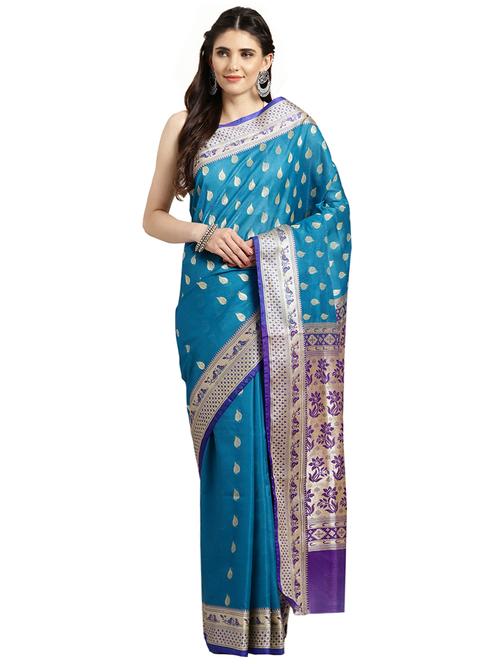 floral woven saree with blouse - 16380850 - Standard Image - 1