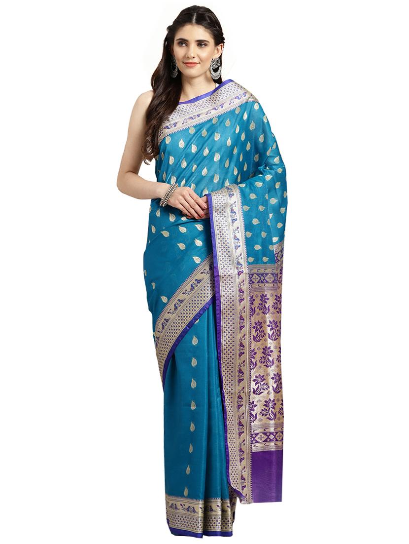 floral woven saree with blouse - 16380850 - Zoom Image - 1