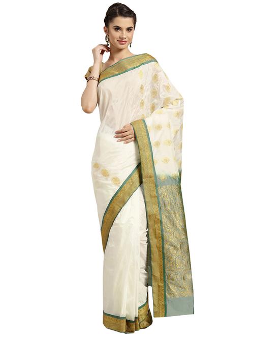 bordered woven saree with blouse - 16380851 - Standard Image - 1