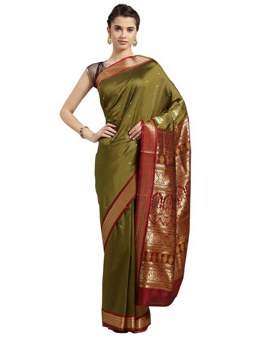 bordered woven saree with blouse - 16380852 - Standard Image - 1