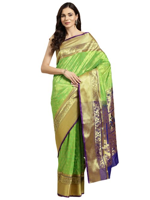 contrast woven saree with blouse - 16380858 - Standard Image - 1