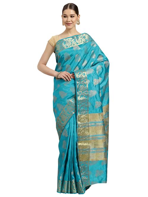 floral woven saree with blouse - 16380861 - Standard Image - 1
