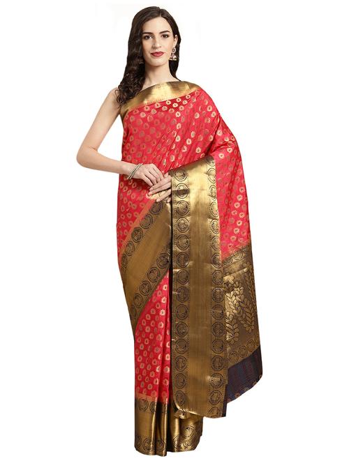 floral woven saree with blouse - 16380863 - Standard Image - 1