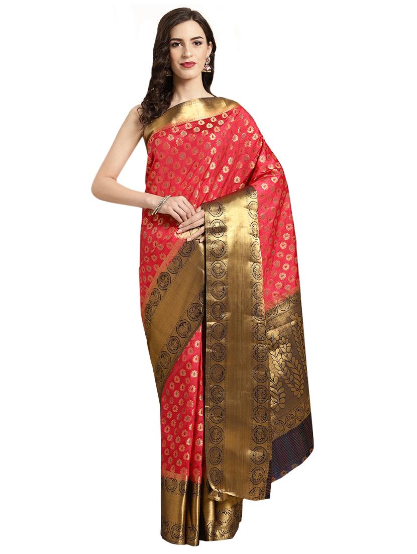 floral woven saree with blouse - 16380863 - Zoom Image - 1