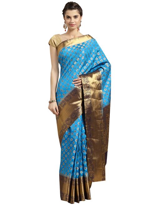 floral woven saree with blouse - 16380867 - Standard Image - 1