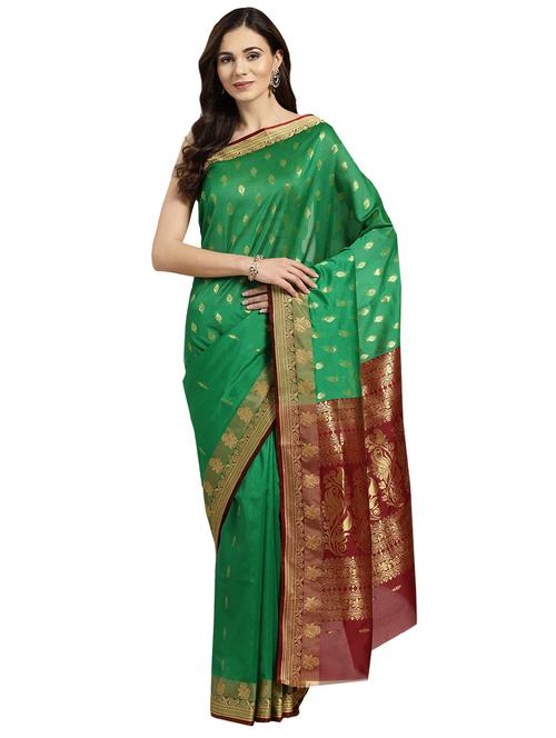 bordered woven saree with blouse - 16380873 - Standard Image - 1