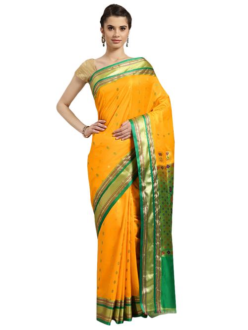 solid woven saree with blouse - 16380877 - Standard Image - 1