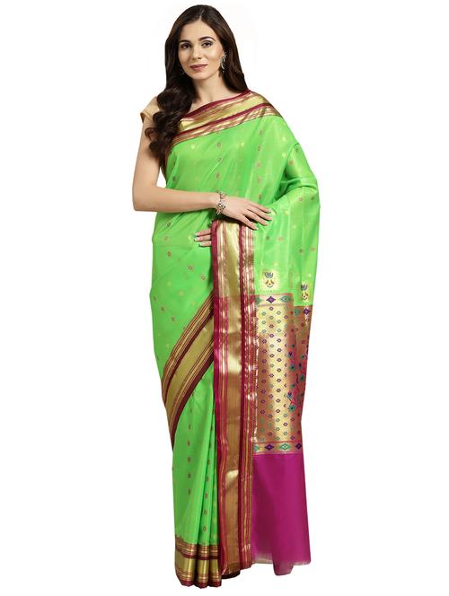 bordered woven saree with blouse - 16380879 - Standard Image - 1
