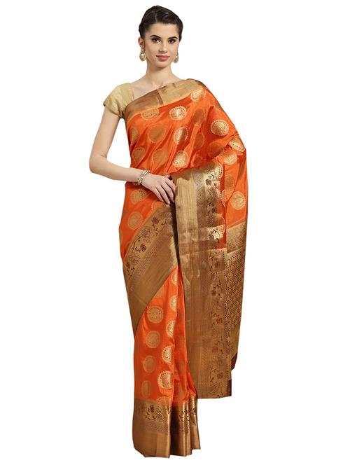 floral woven saree with blouse - 16380883 - Standard Image - 1
