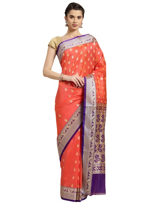 bordered woven saree with blouse - 16380884 - Standard Image - 1