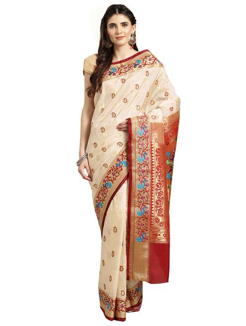 paisley woven saree with blouse - 16380885 - Standard Image - 1