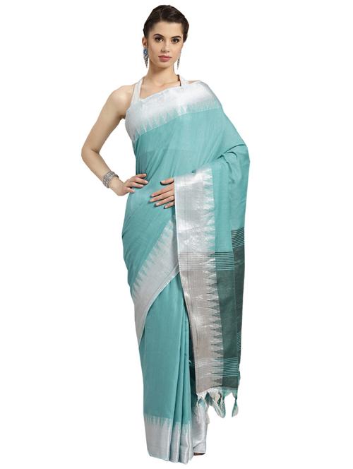 solid plain saree with blouse - 16380888 - Standard Image - 1
