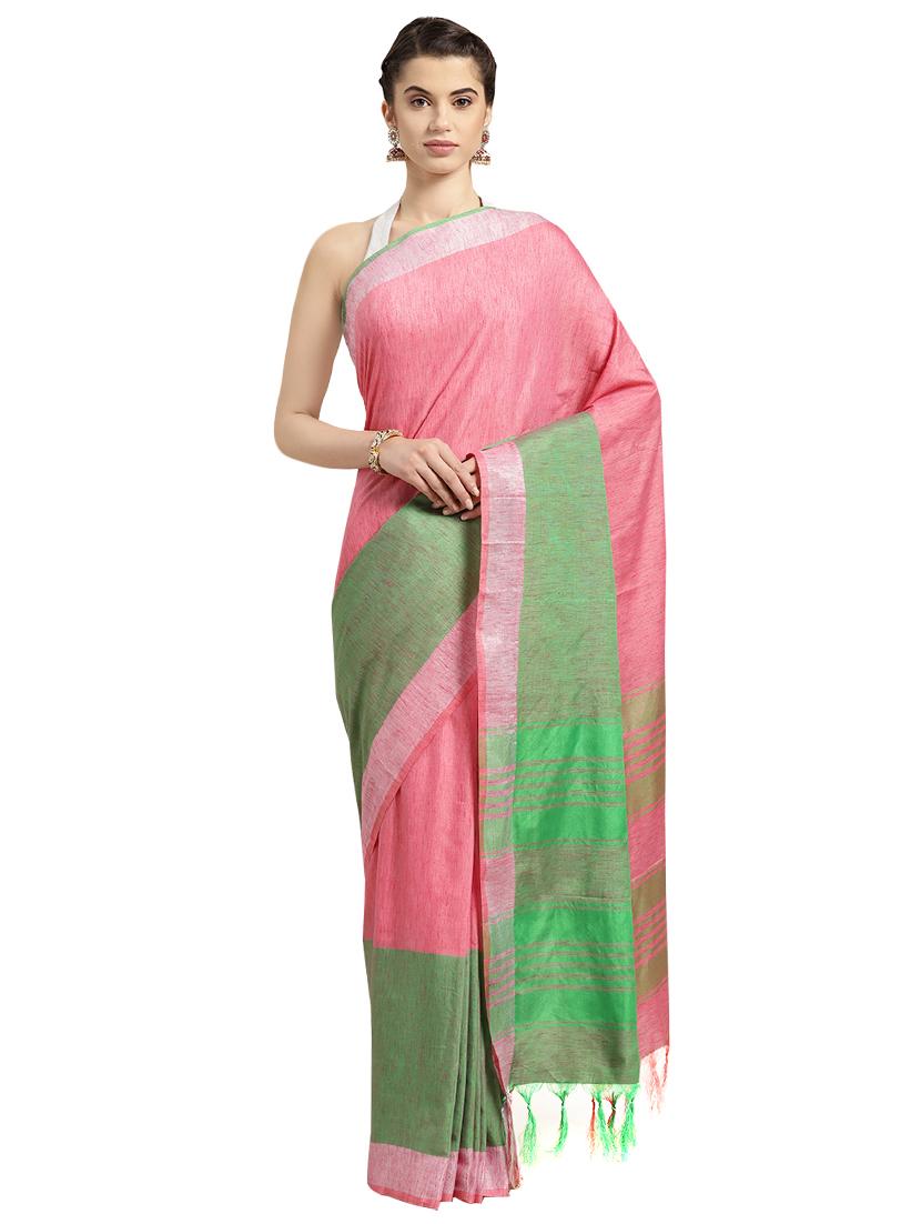 solid plain saree with blouse - 16380890 - Zoom Image - 1