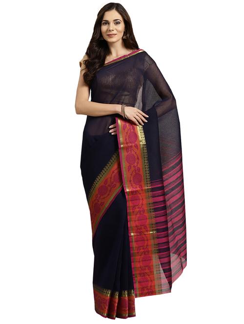 solid woven saree with blouse - 16380893 - Standard Image - 1