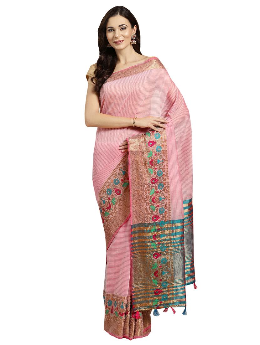 solid plain saree with blouse - 16380896 - Zoom Image - 1