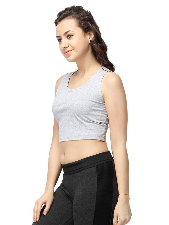 round neck solid crop top - 16381735 - Zoom Image - 2