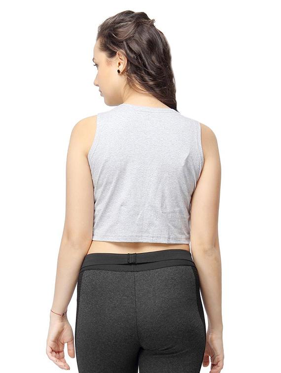 round neck solid crop top - 16381735 - Zoom Image - 3