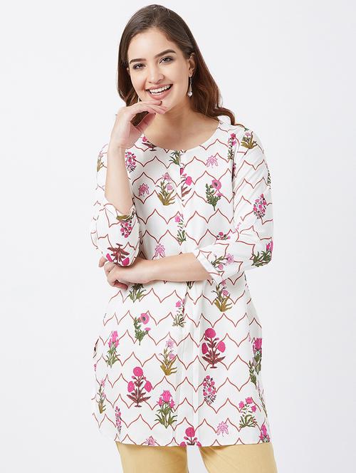 floral straight kurti - 16381922 - Standard Image - 1