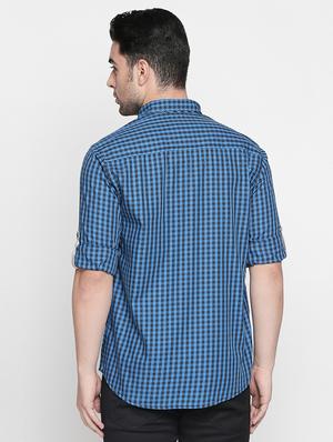 blue cotton casual shirt - 16382221 - Standard Image - 3