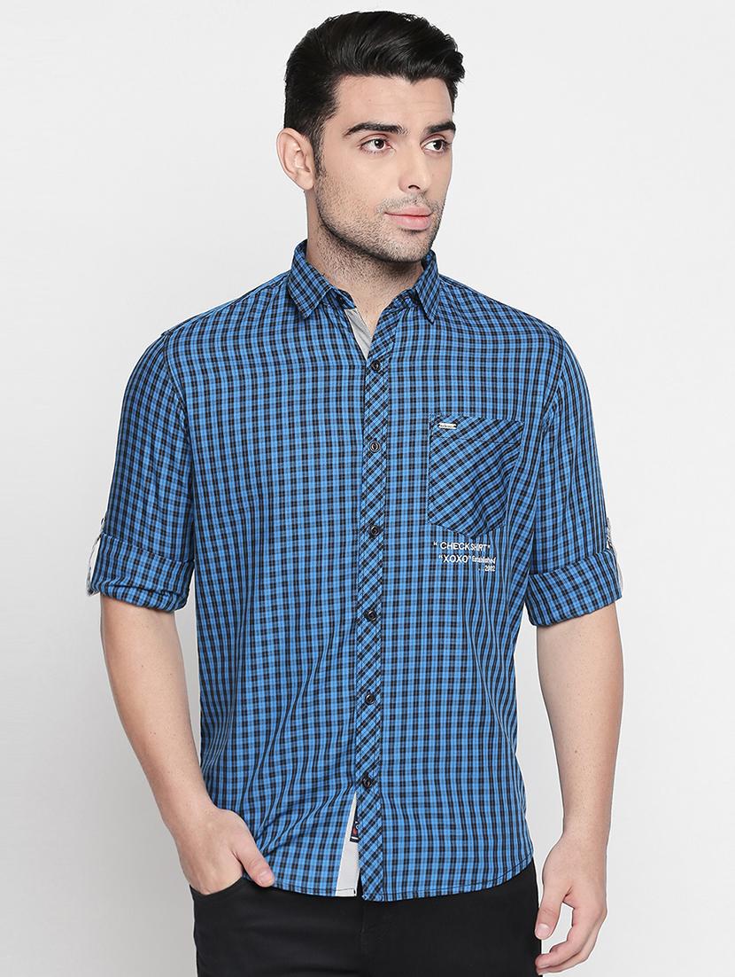 blue cotton casual shirt - 16382221 - Zoom Image - 1