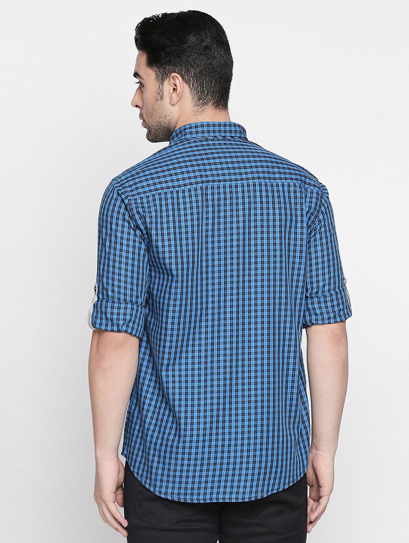blue cotton casual shirt - 16382221 - Zoom Image - 3