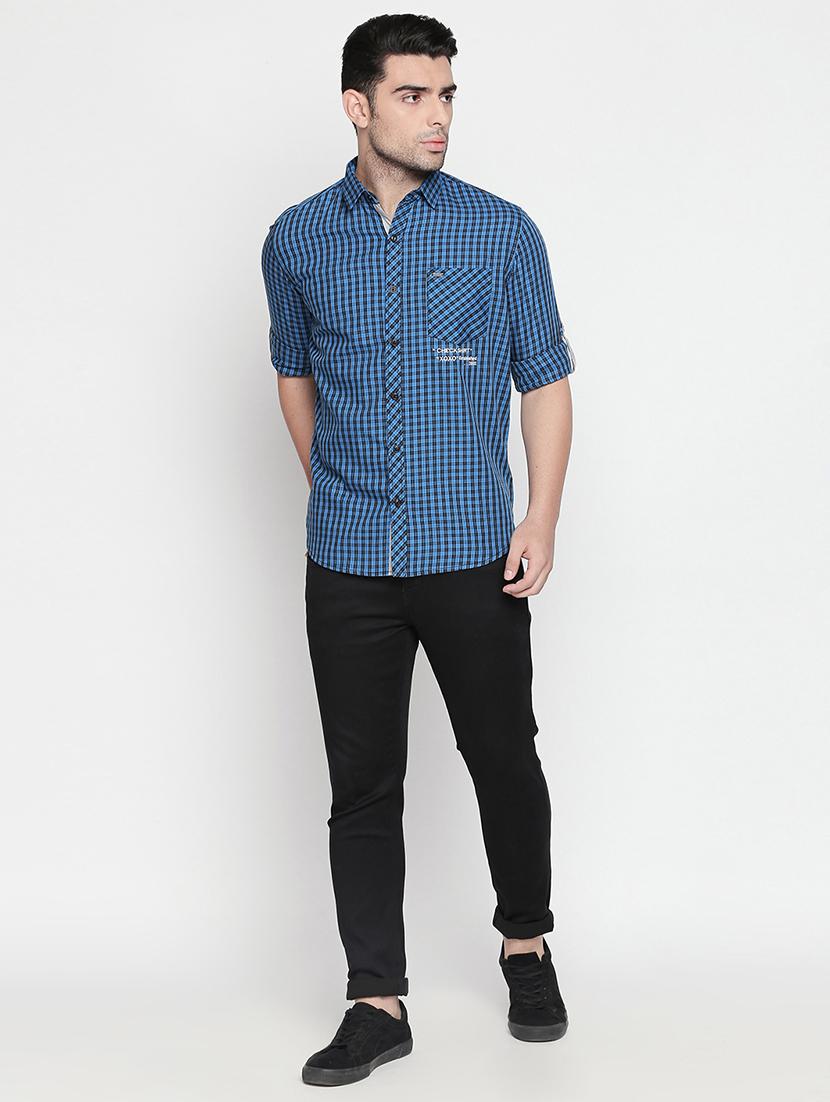 blue cotton casual shirt - 16382221 - Zoom Image - 4