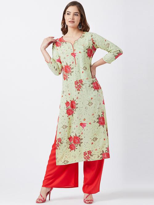 printed kurta with palazzo set - 16382333 - Standard Image - 1